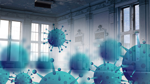 covid-19 abondened conference hall